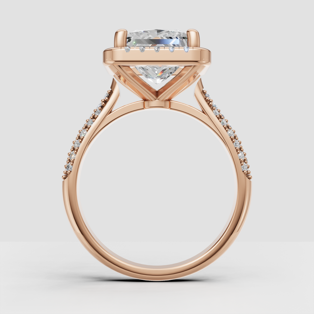 Princess Diamond Engagement Ring with sparkling pavé band