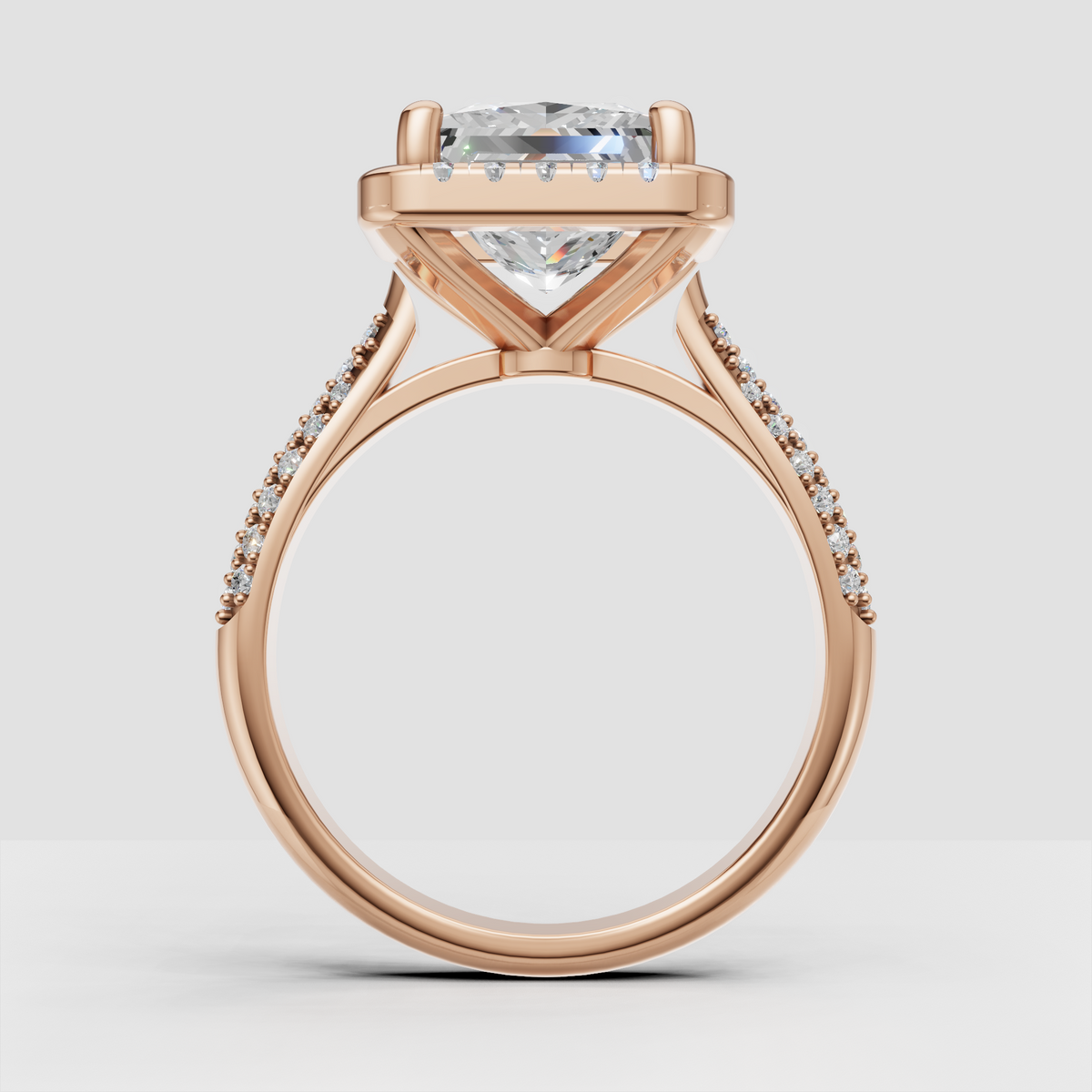 Princess Diamond Engagement Ring with sparkling pavé band
