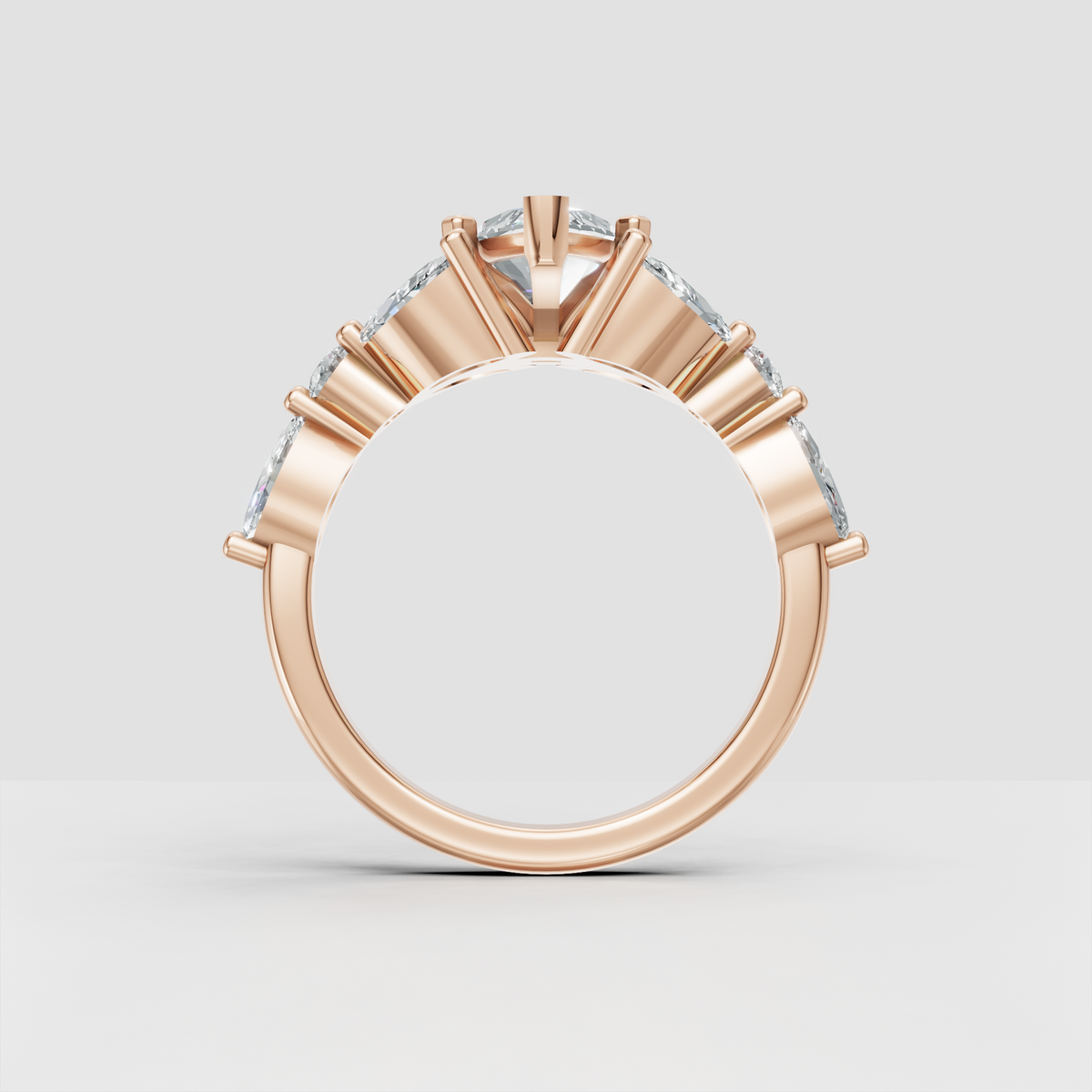 Unique botanical engagement ring with marquise diamond center stone