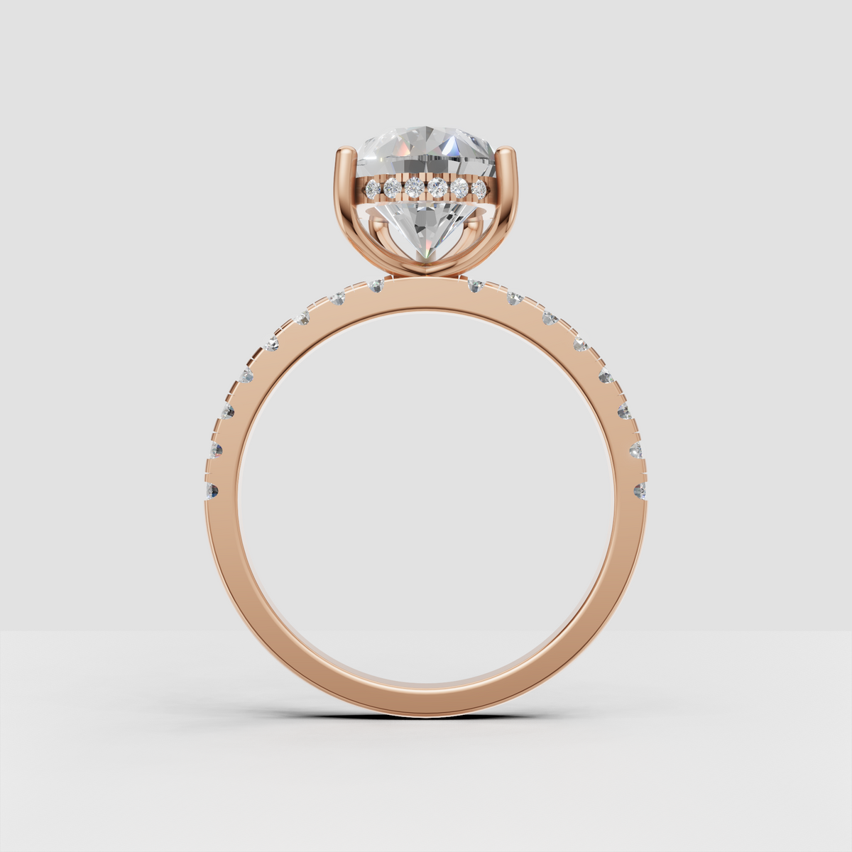 Yellow gold pavé pear diamond ring