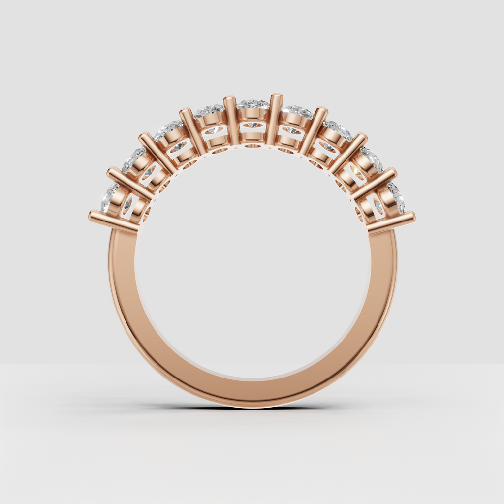 High-end oval diamond eternity ring photographed from front and underside angles1
