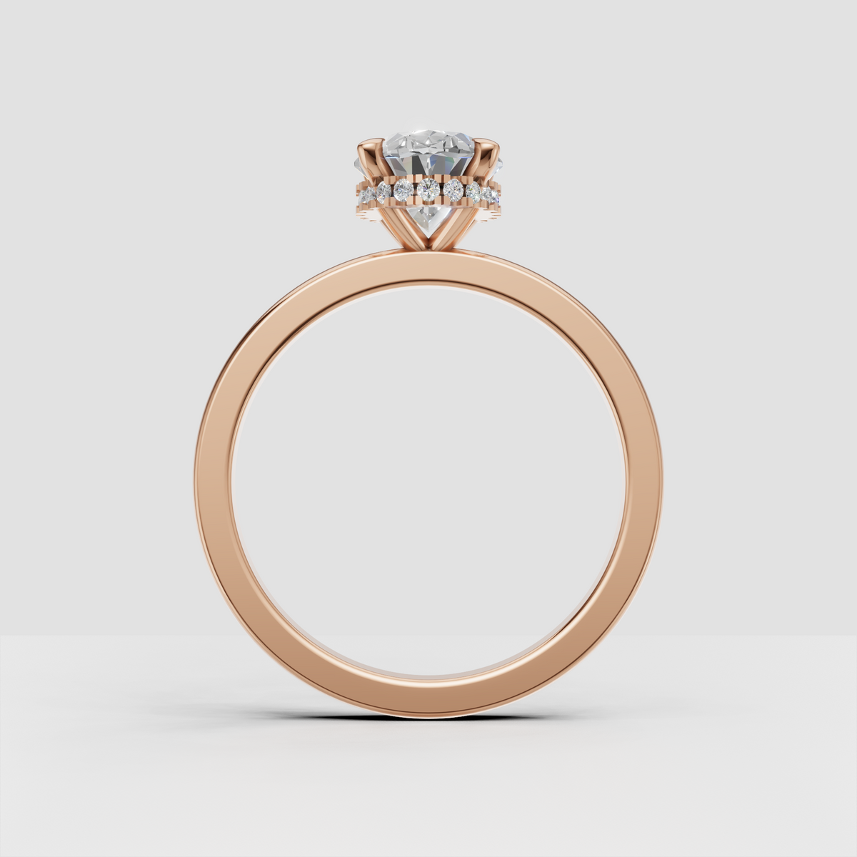 Oval diamond solitaire ring with sleek polished band