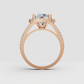 Gold cushion engagement ring with sparkling halo setting