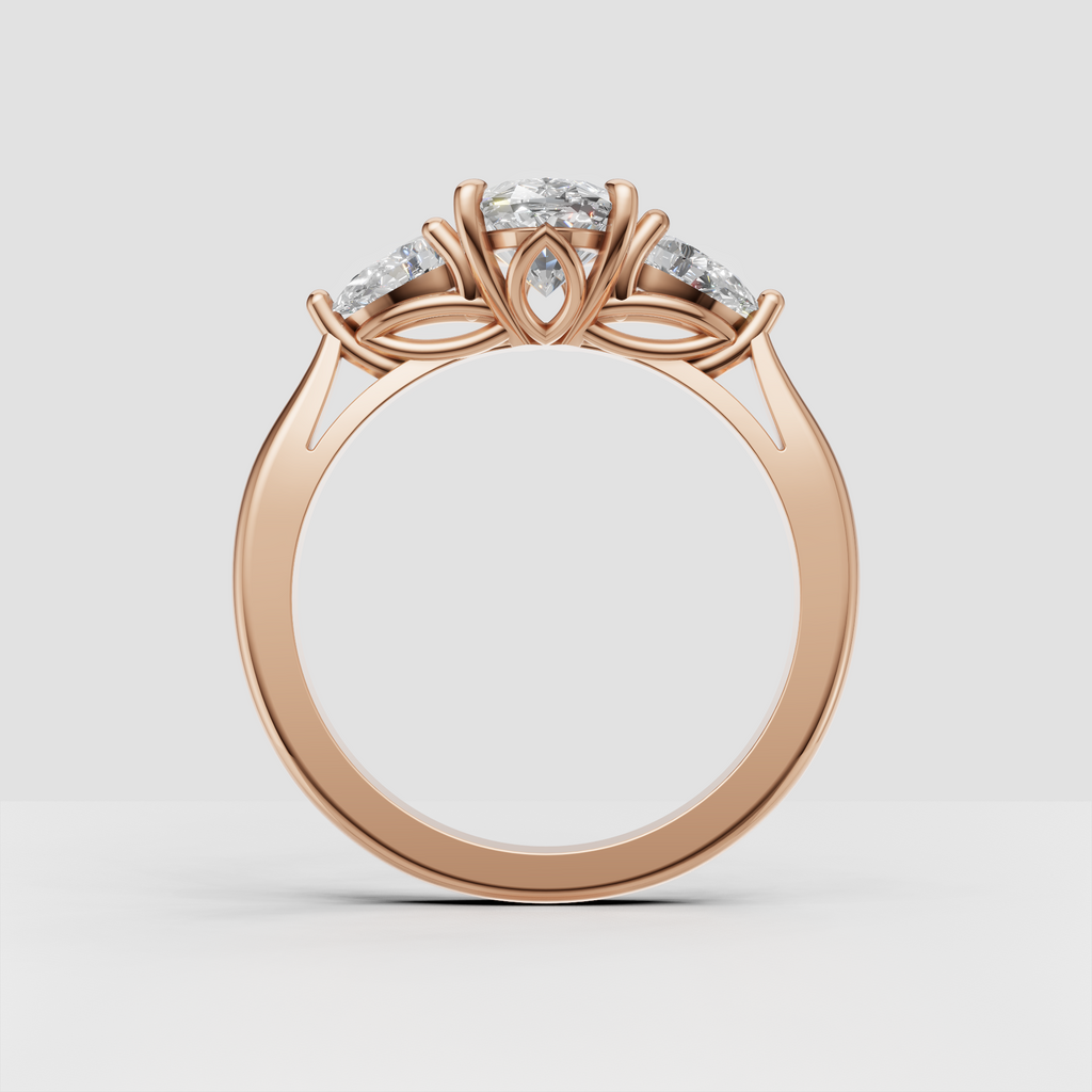 Oval diamond bridal ring with prong-set side stones