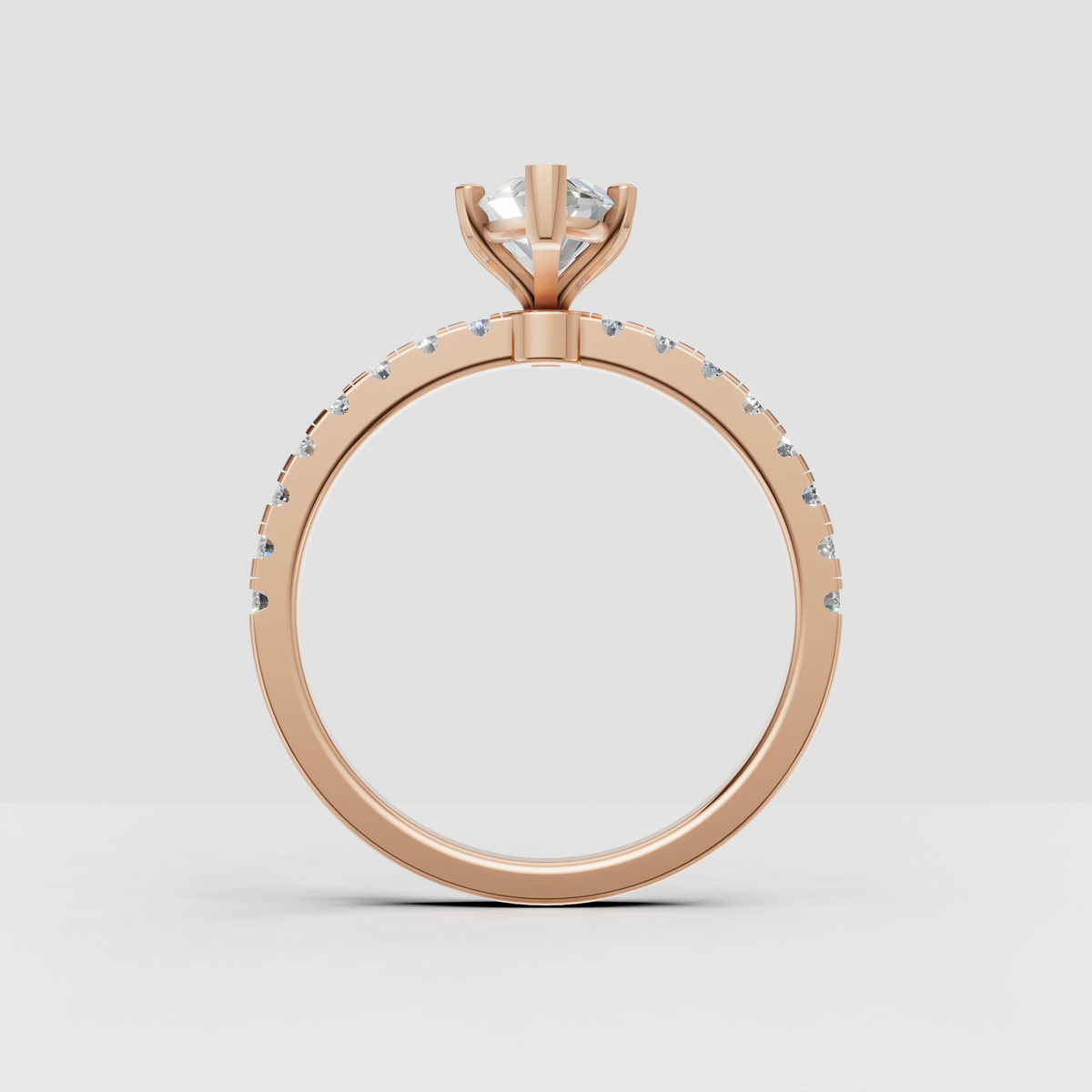 Side view of yellow gold marquise diamond engagement ring