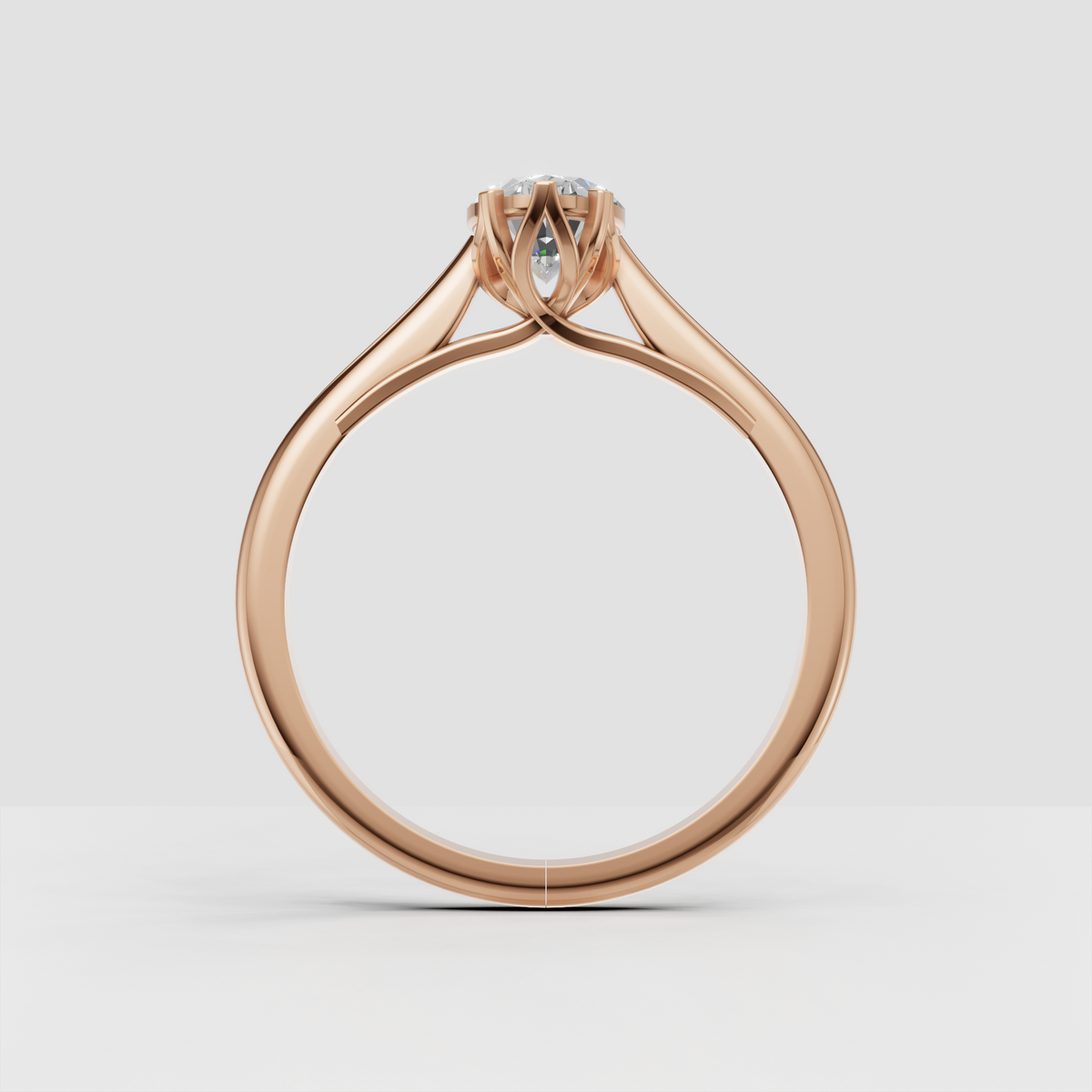 Polished yellow gold ring with brilliant oval center diamond