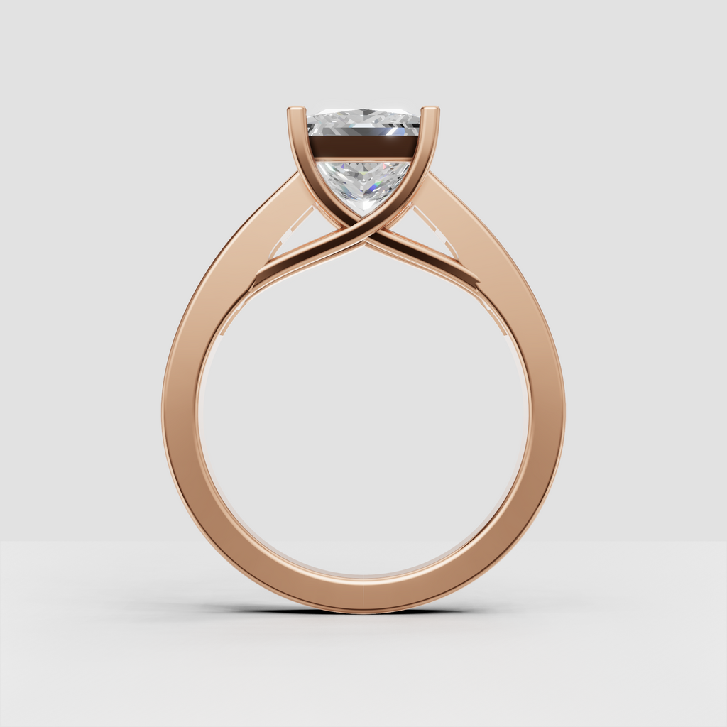 Princess cut diamond bridal ring with prong solitaire setting