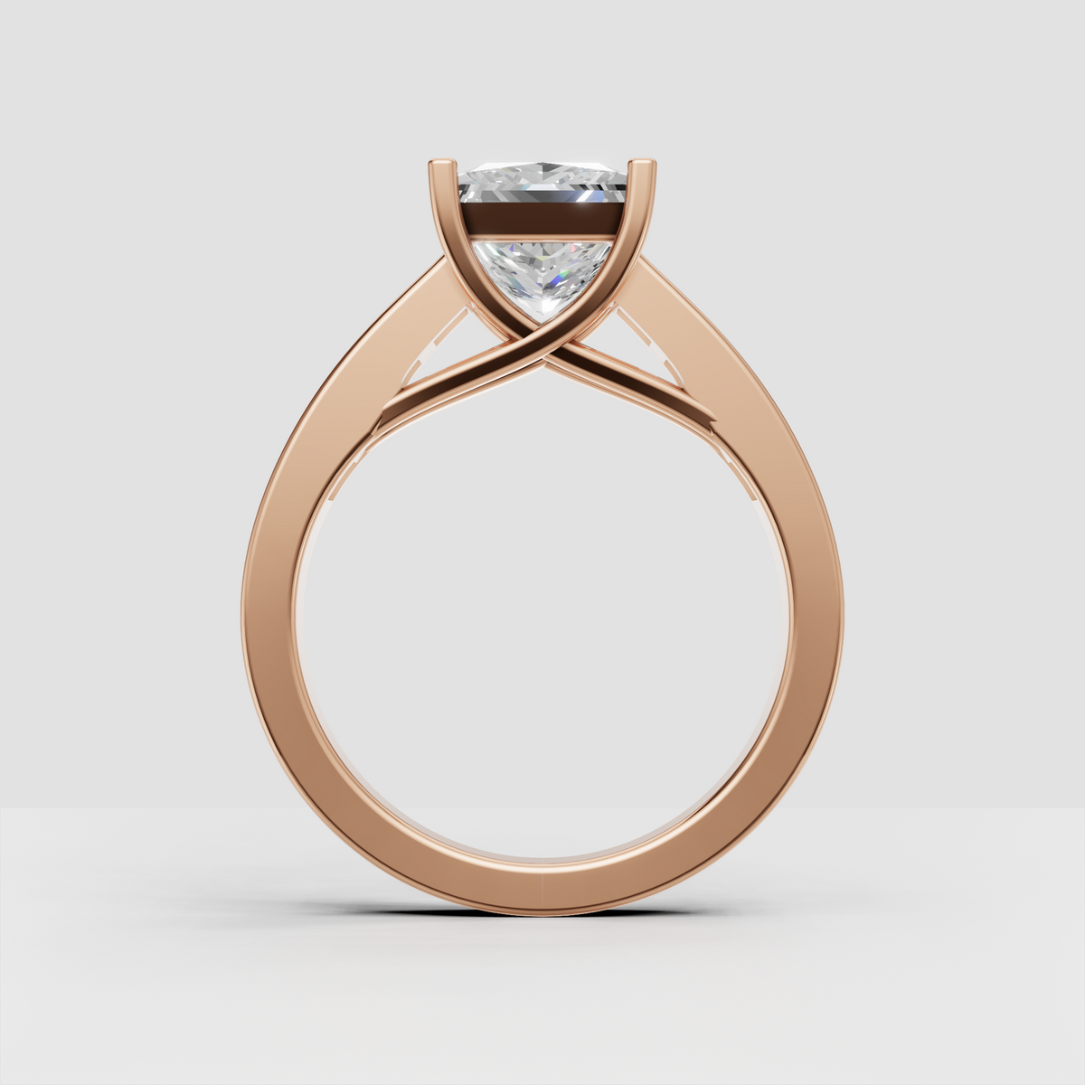 Princess cut diamond bridal ring with prong solitaire setting