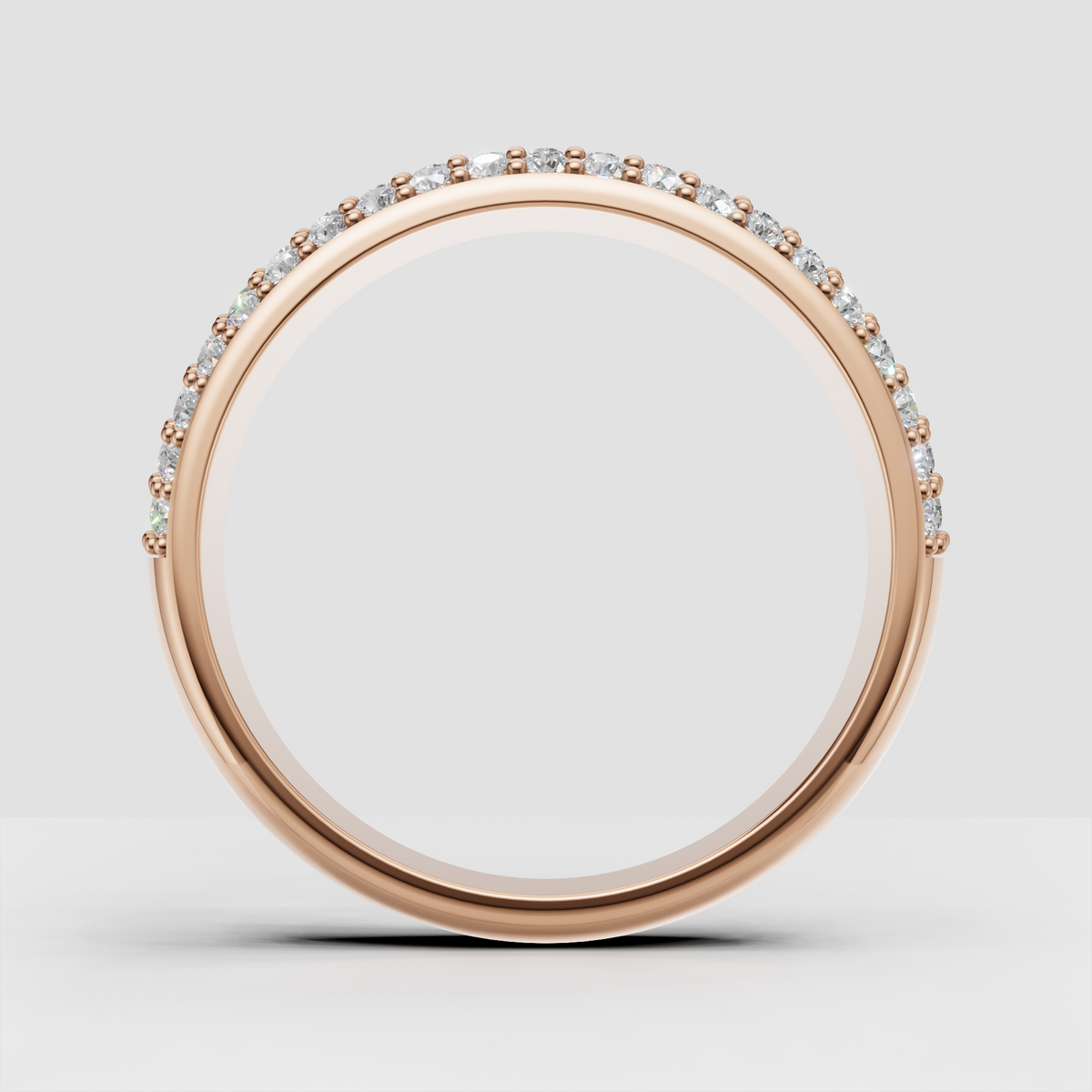 Round cut diamond eternity band with bead details