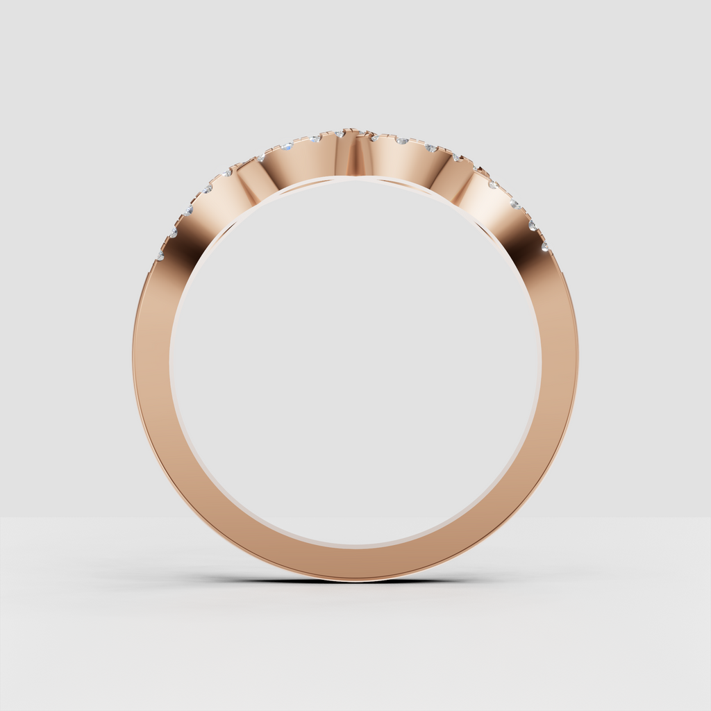 Round diamond anniversary band with intertwined twist design