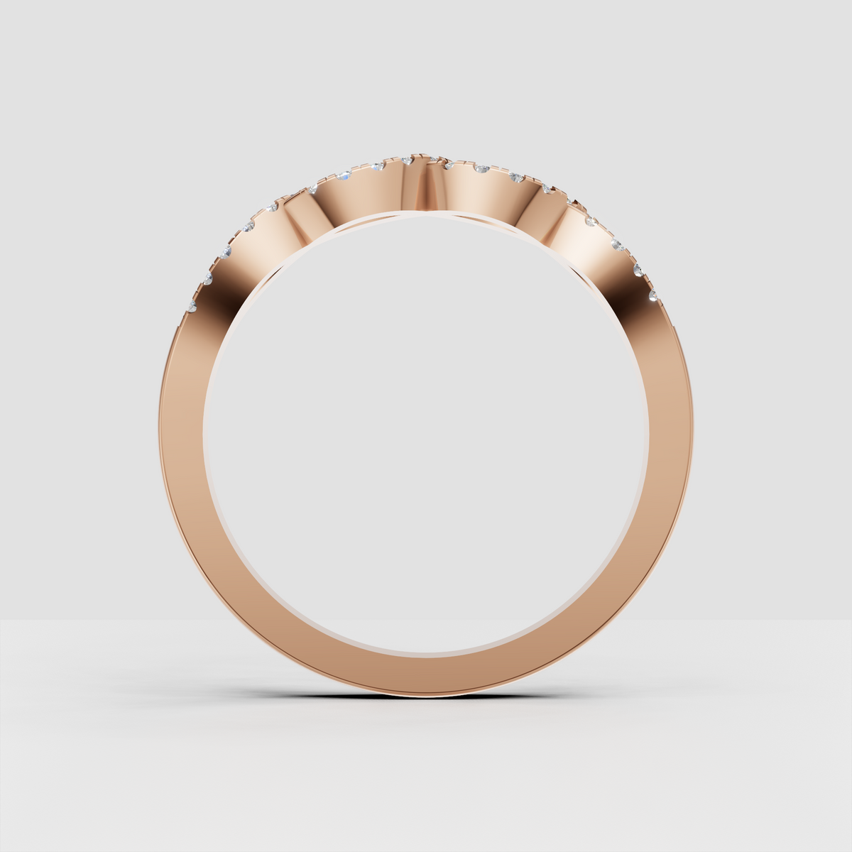 Round diamond anniversary band with intertwined twist design