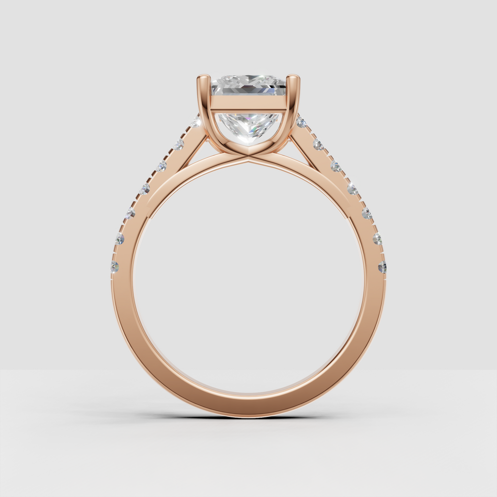 Elegant princess cut diamond solitaire engagement ring