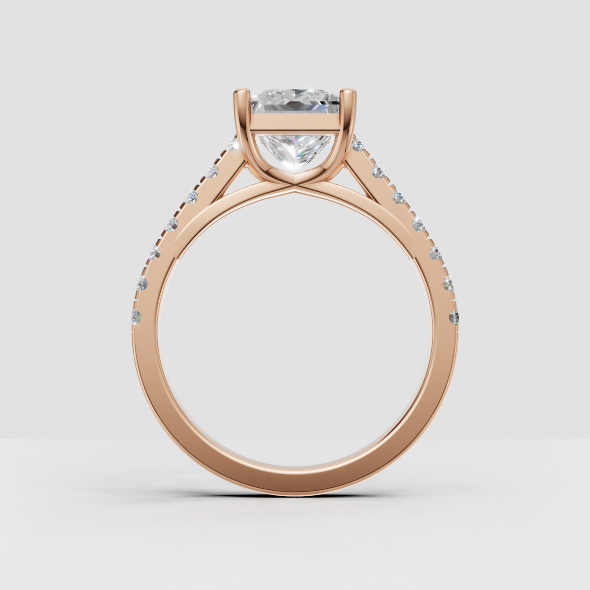 Elegant princess cut diamond solitaire engagement ring