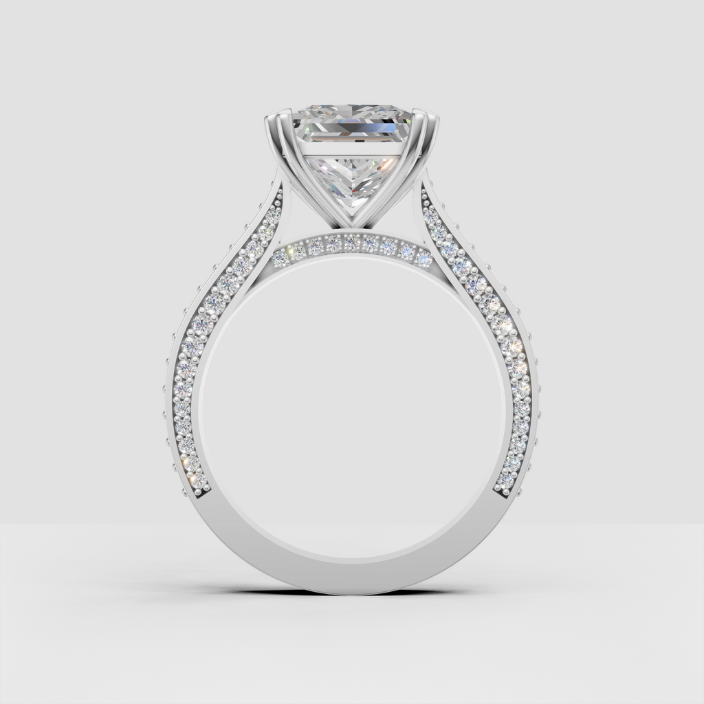 Square diamond ring with open gallery setting
