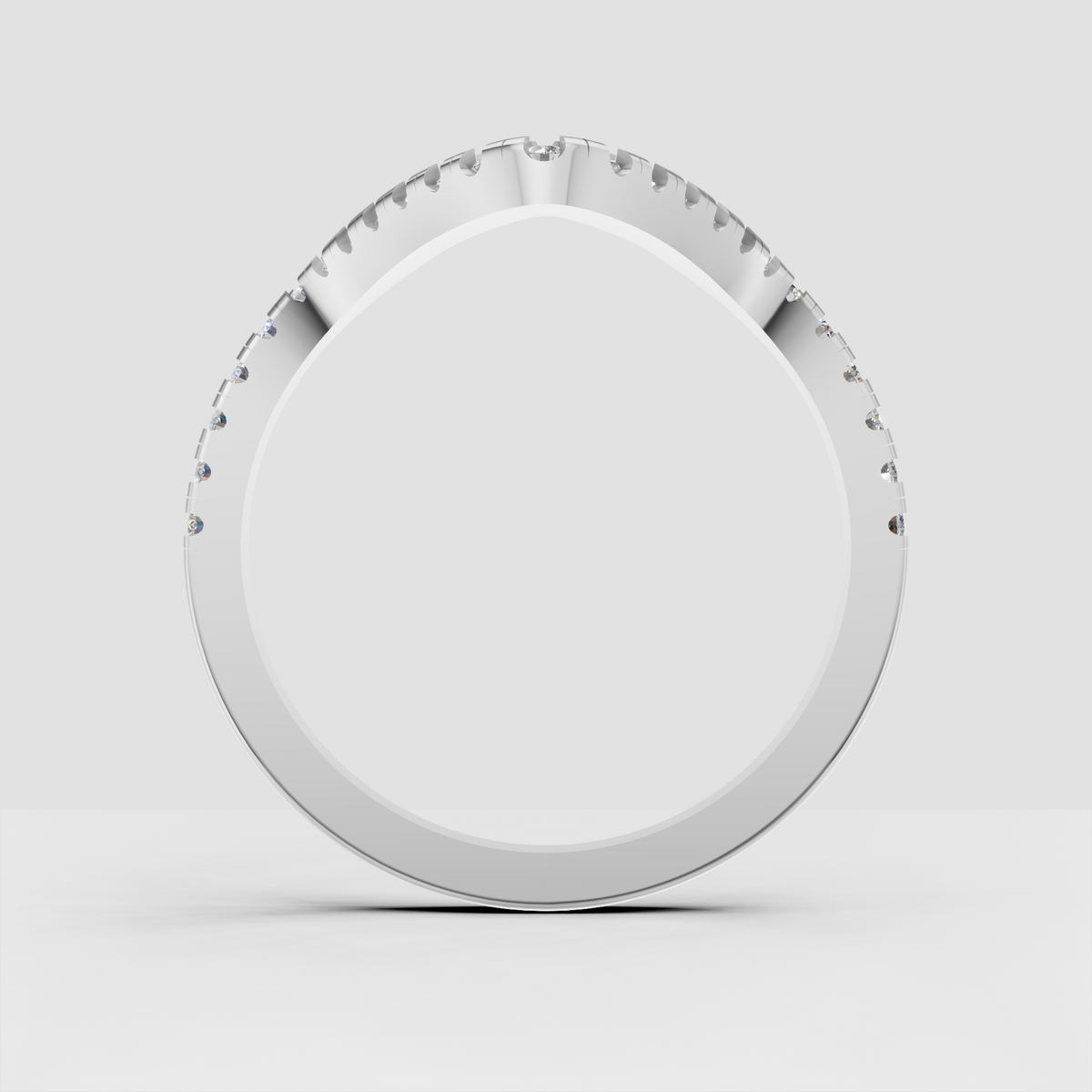 Elegant curved diamond stacking band with round cut stones