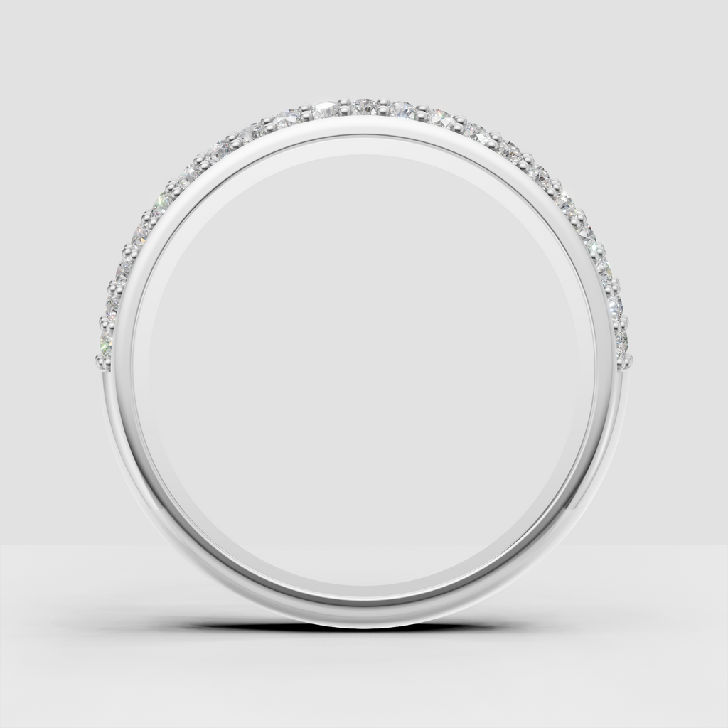 Round diamond wedding band with intricate bead setting