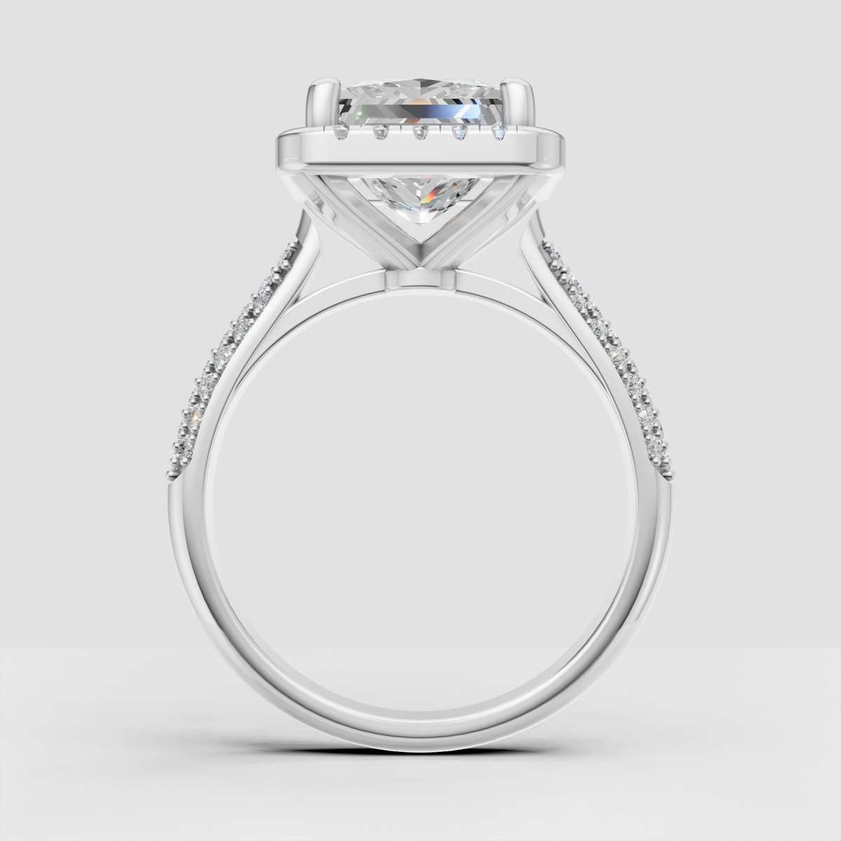Square Diamond Halo Engagement Ring with yellow gold setting