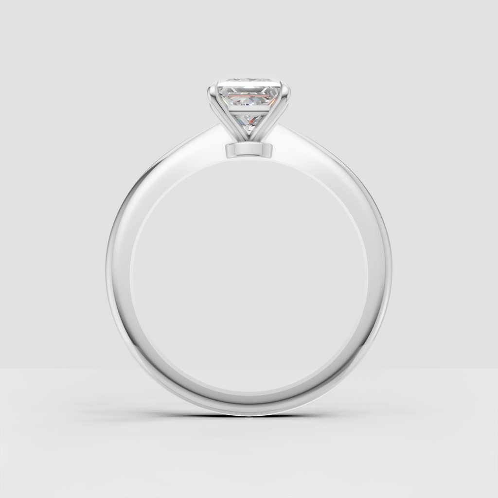 Princess cut diamond engagement ring with smooth tapered shoulders