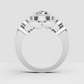 Floral halo cushion diamond bridal ring