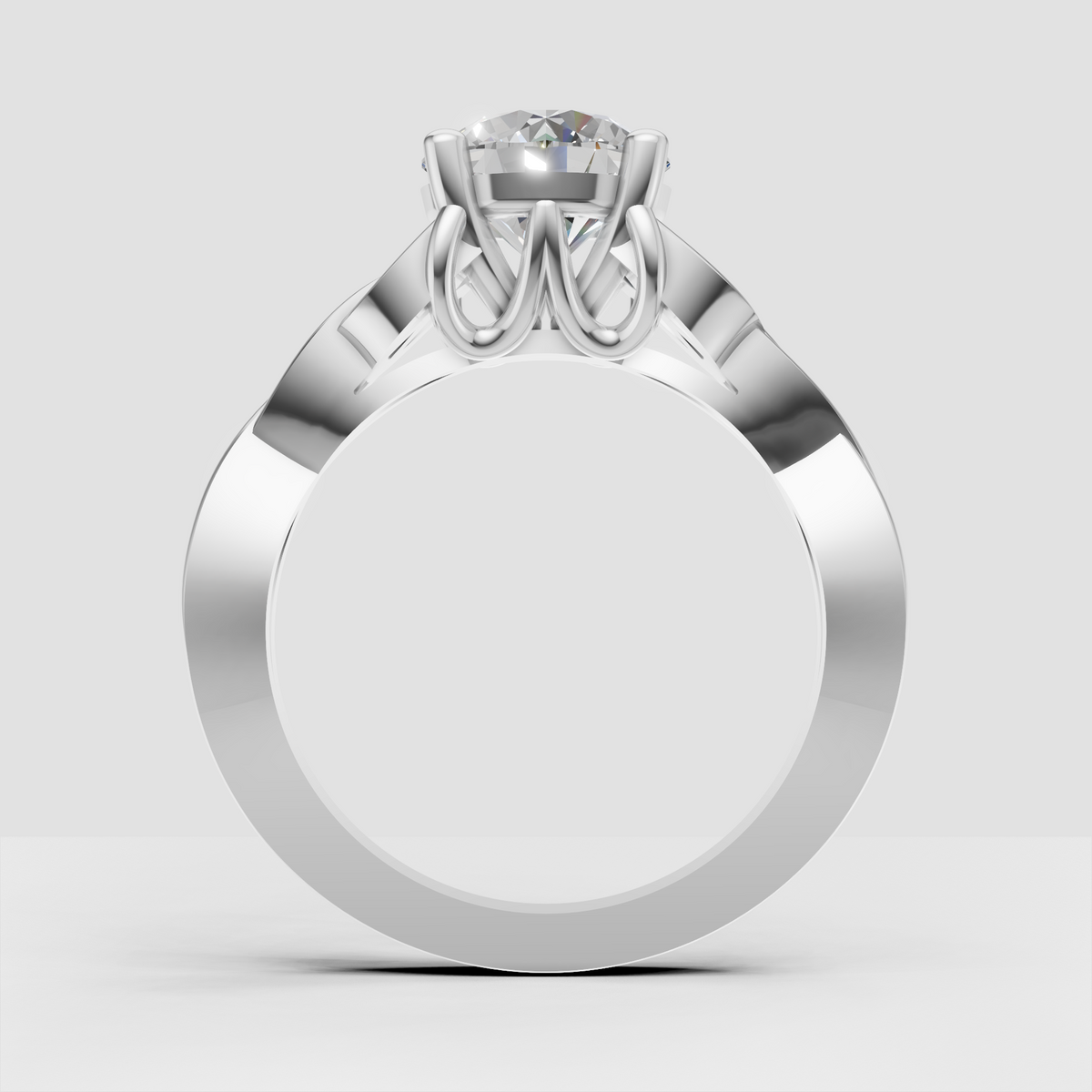 14K yellow gold ring with round diamond and open gallery