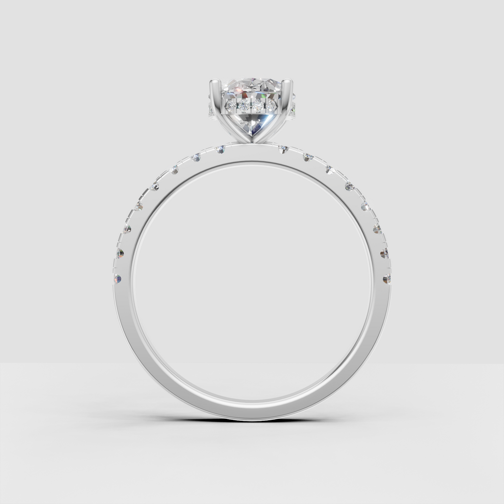 Oval center diamond with concealed halo bridal ring