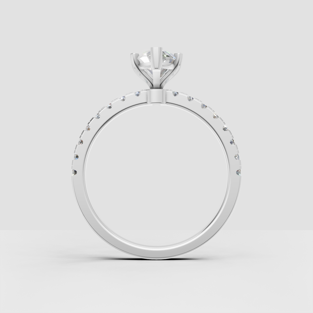 Marquise diamond solitaire with round pavé side stones