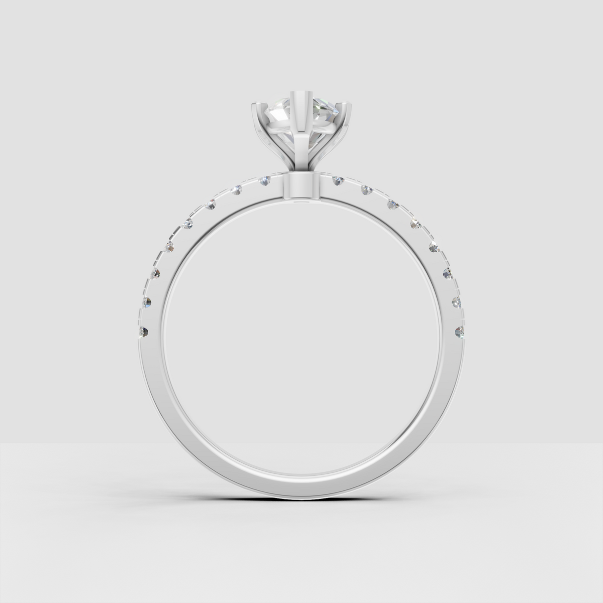 Marquise diamond solitaire with round pavé side stones