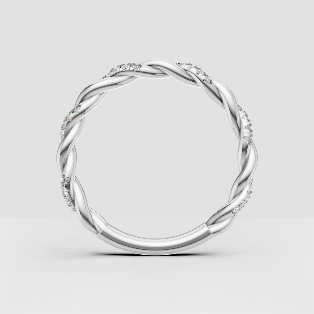 Polished yellow gold twisted diamond ring