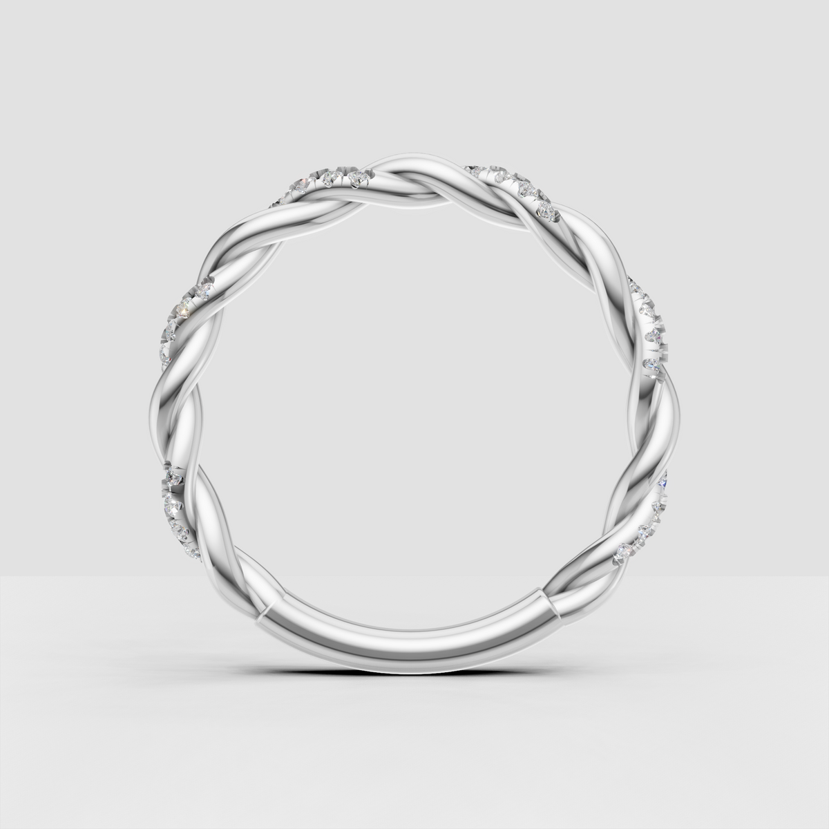 Polished yellow gold twisted diamond ring