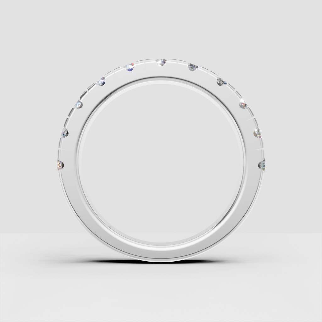 Round cut diamond band featuring continuous stones around the ring