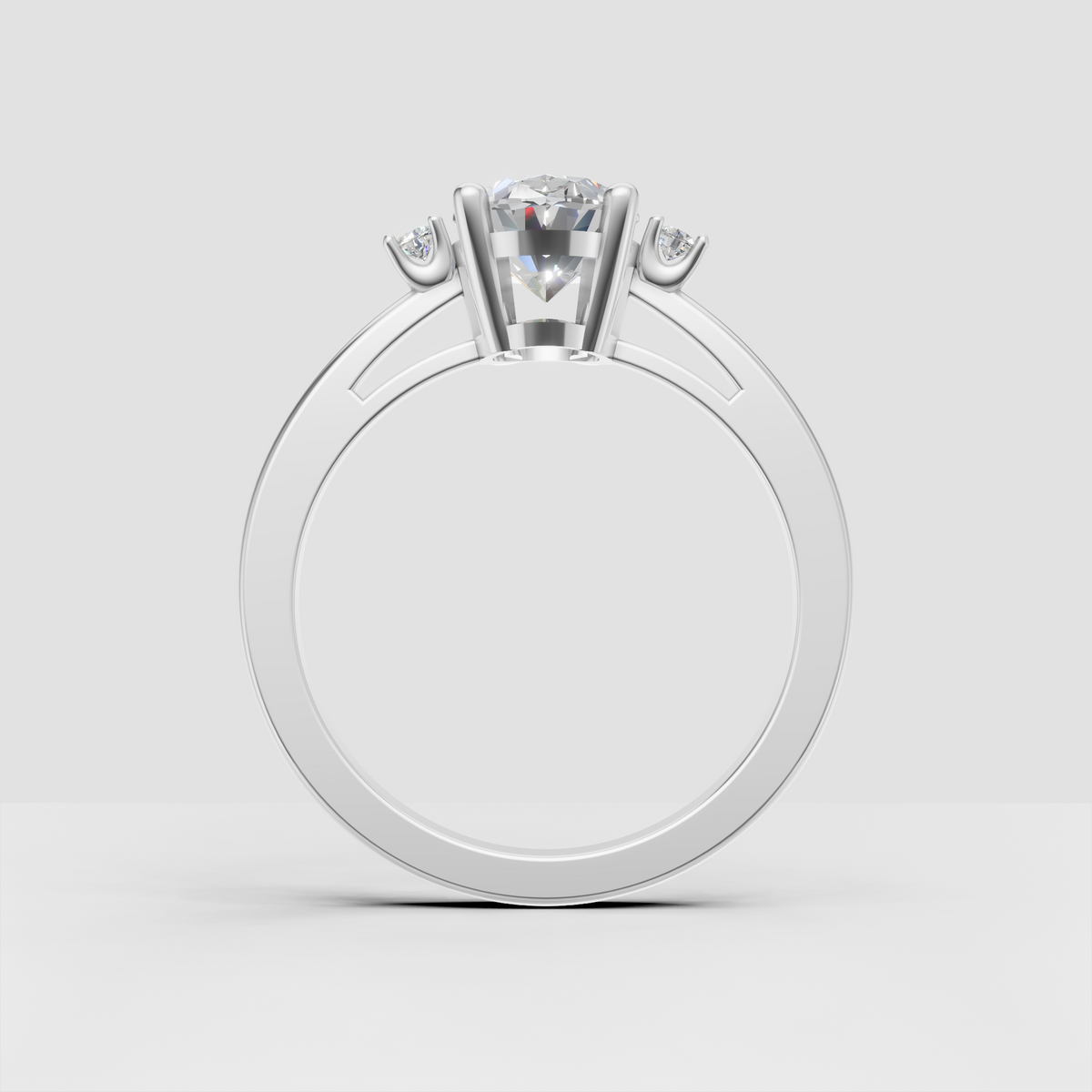 Classic oval diamond solitaire ring with detailed six-prong setting
