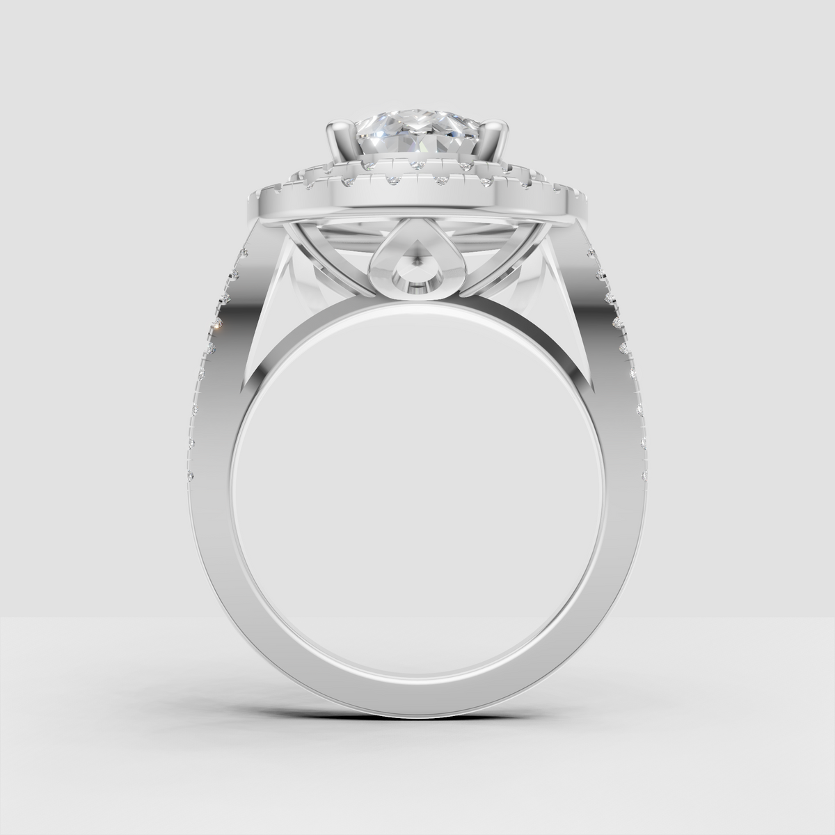 Romantic pear cut engagement ring in yellow gold