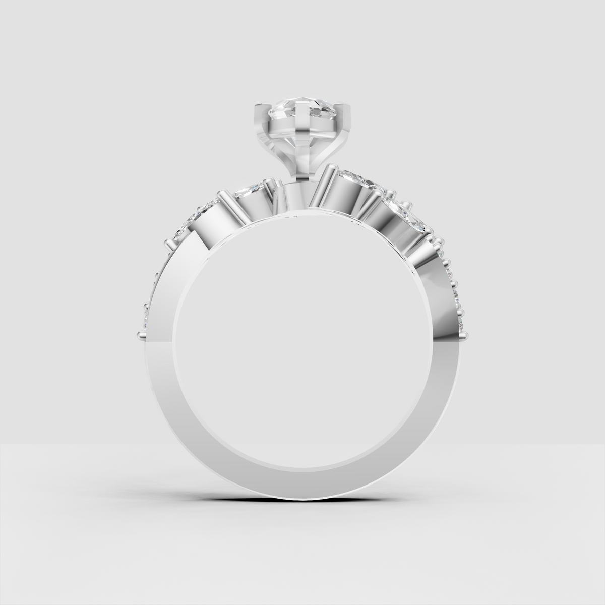 Luxury marquise diamond bypass ring with accent stones