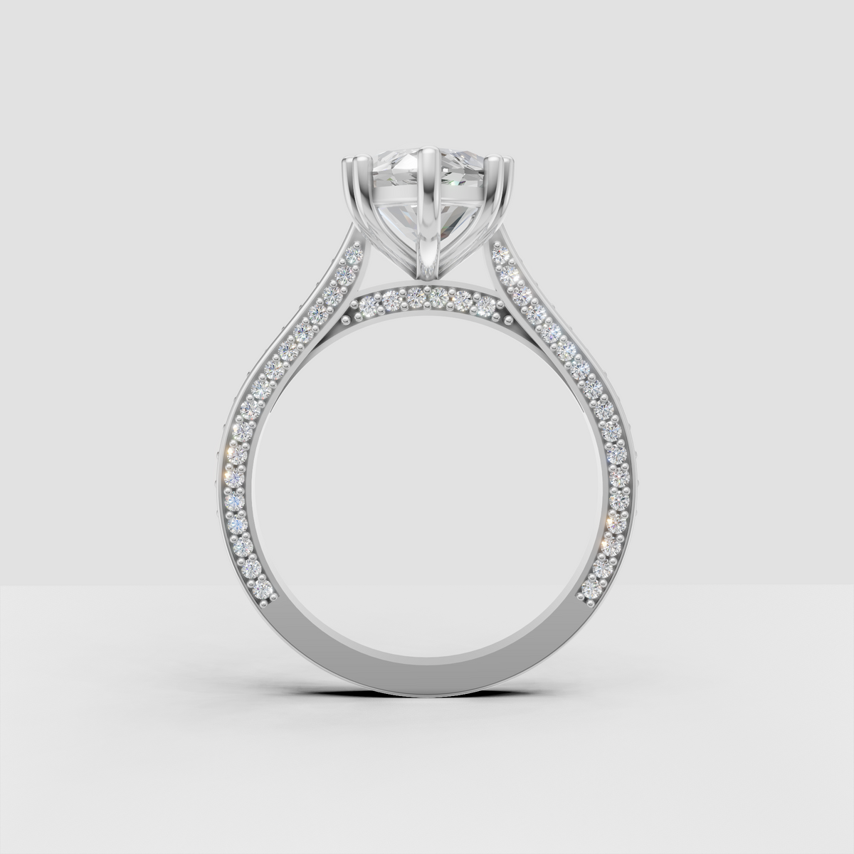 Marquise Diamond engagement ring with sculpted gold shoulders