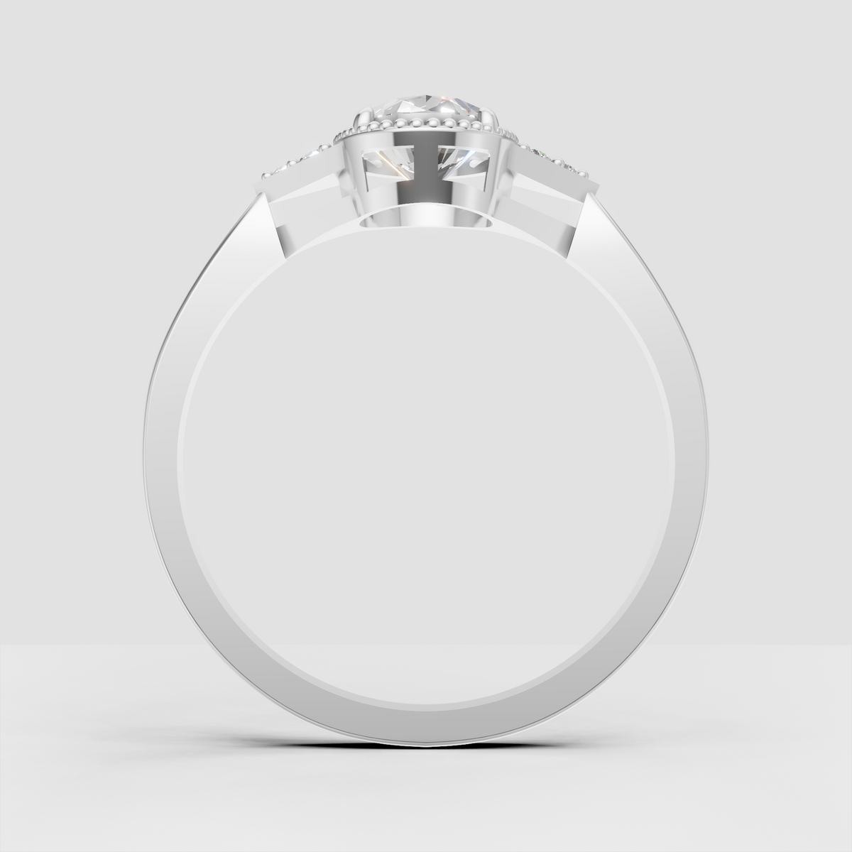 Oval diamond ring with sparkling accent diamond shoulders