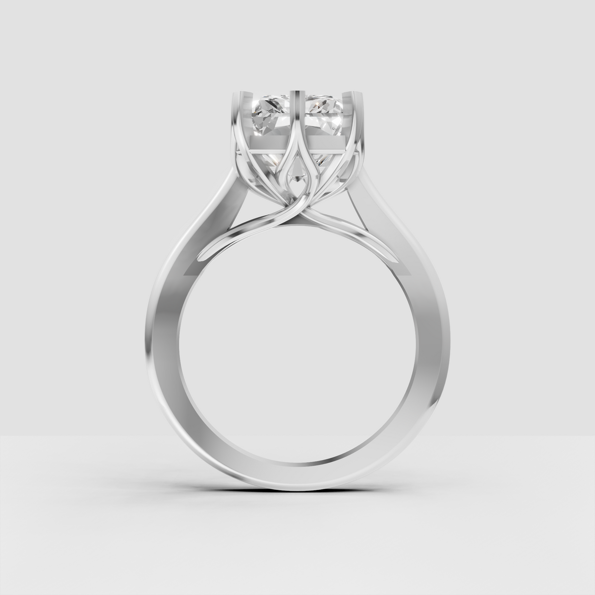 Radiant Cut Lab Grown & Moissanite Diamond Halo Engagement Ring - Image 2
