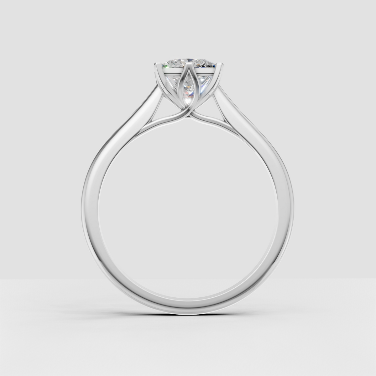 Princess diamond cathedral engagement ring
