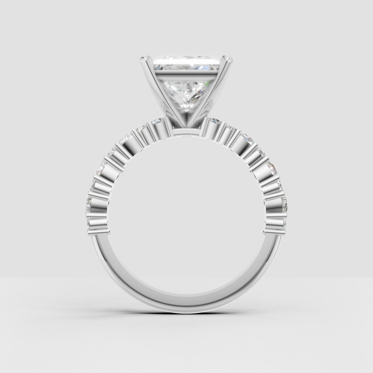 Princess Cut Lab Grown & Moissanite Diamond Halo Engagement Ring - Image 2