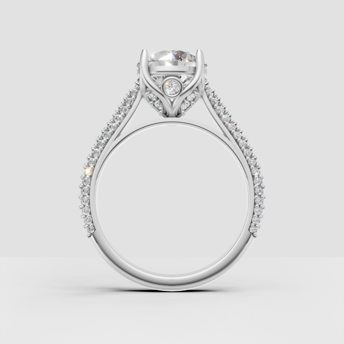 Round brilliant diamond in elevated yellow gold setting
