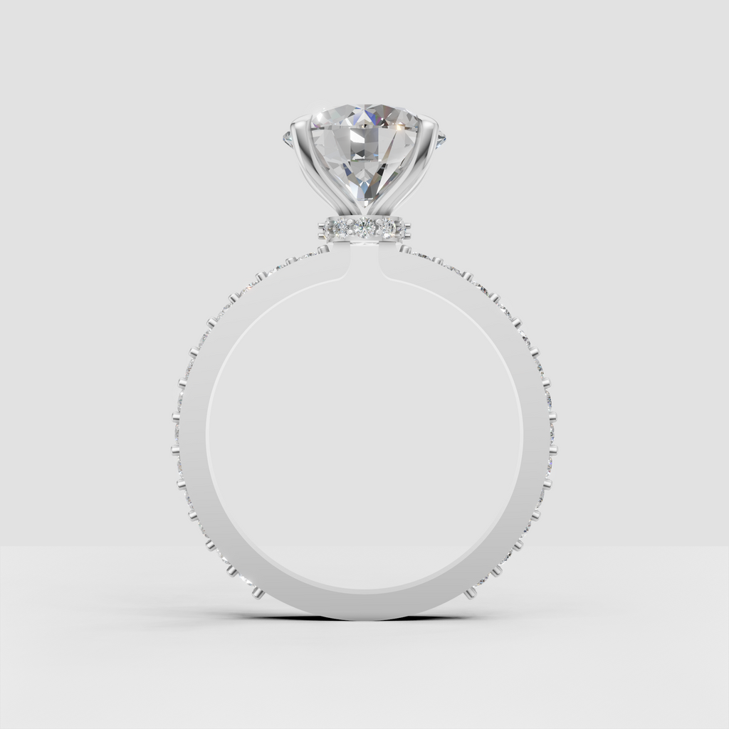Classic round cut diamond engagement jewelry with four claw prongs