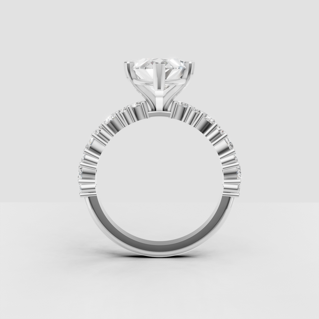 Marquise cut engagement ring with sparkling half-eternity diamond band