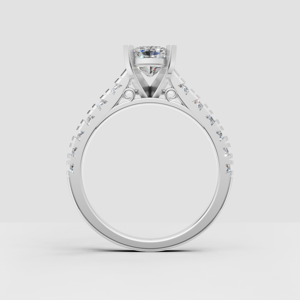Trillion Cut Lab Grown & Moissanite Diamond Halo Engagement Ring - Image 2