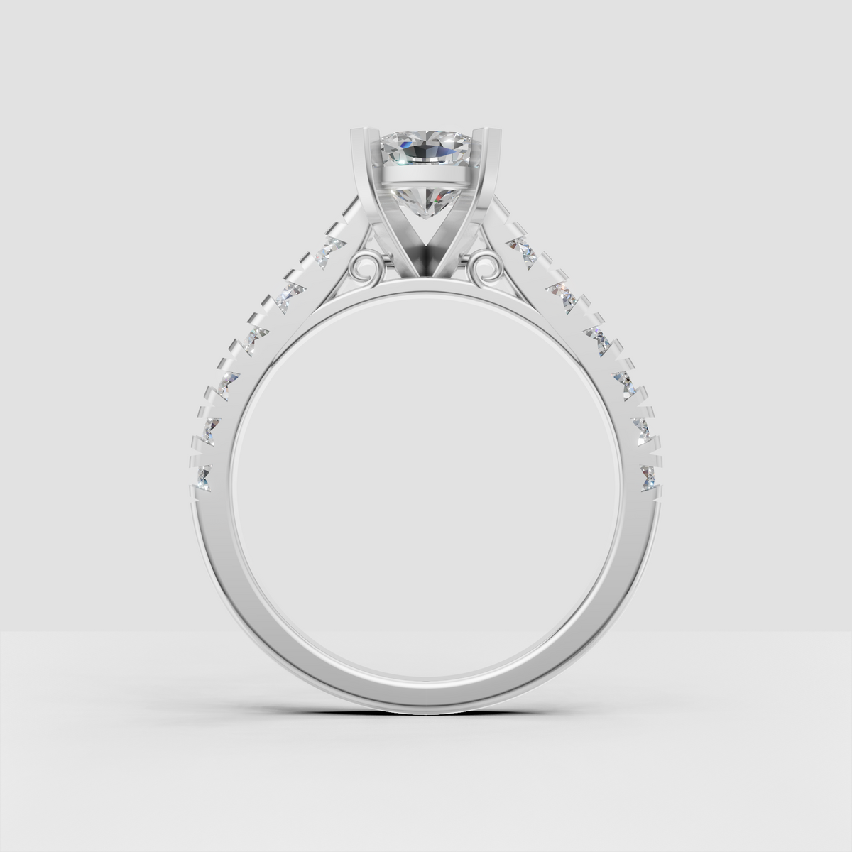 Trillion Cut Lab Grown & Moissanite Diamond Halo Engagement Ring - Image 2