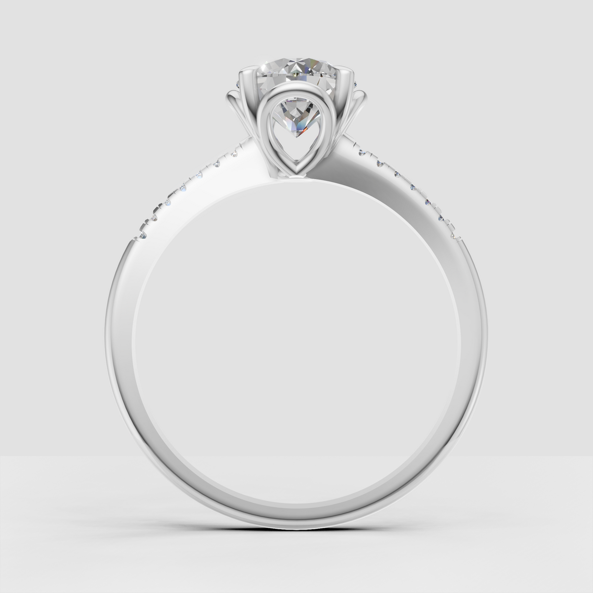 Pavé diamond round cut engagement ring