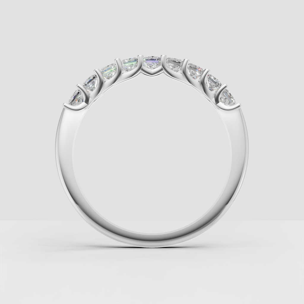Luxury Princess diamond band with polished round shank