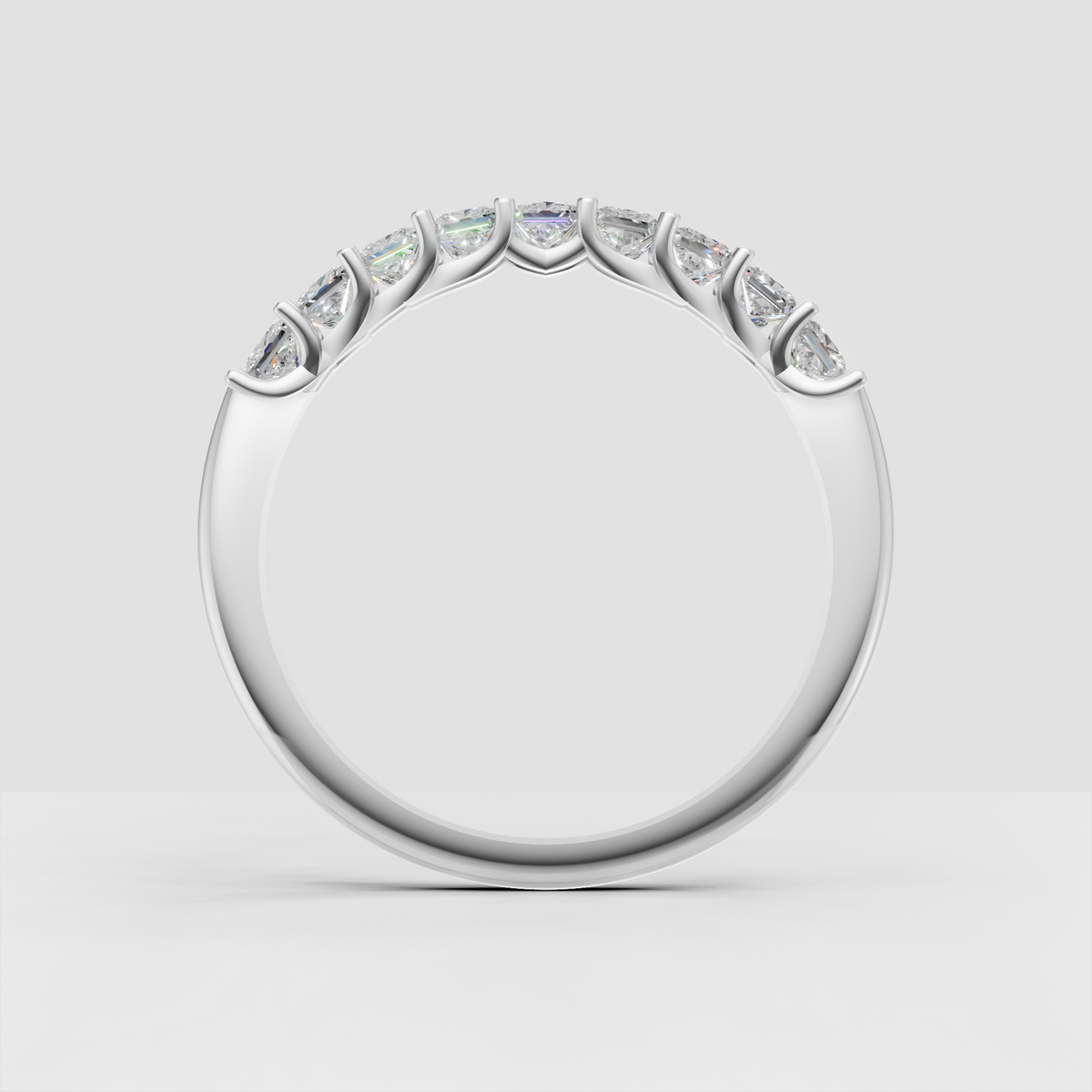 Luxury Princess diamond band with polished round shank