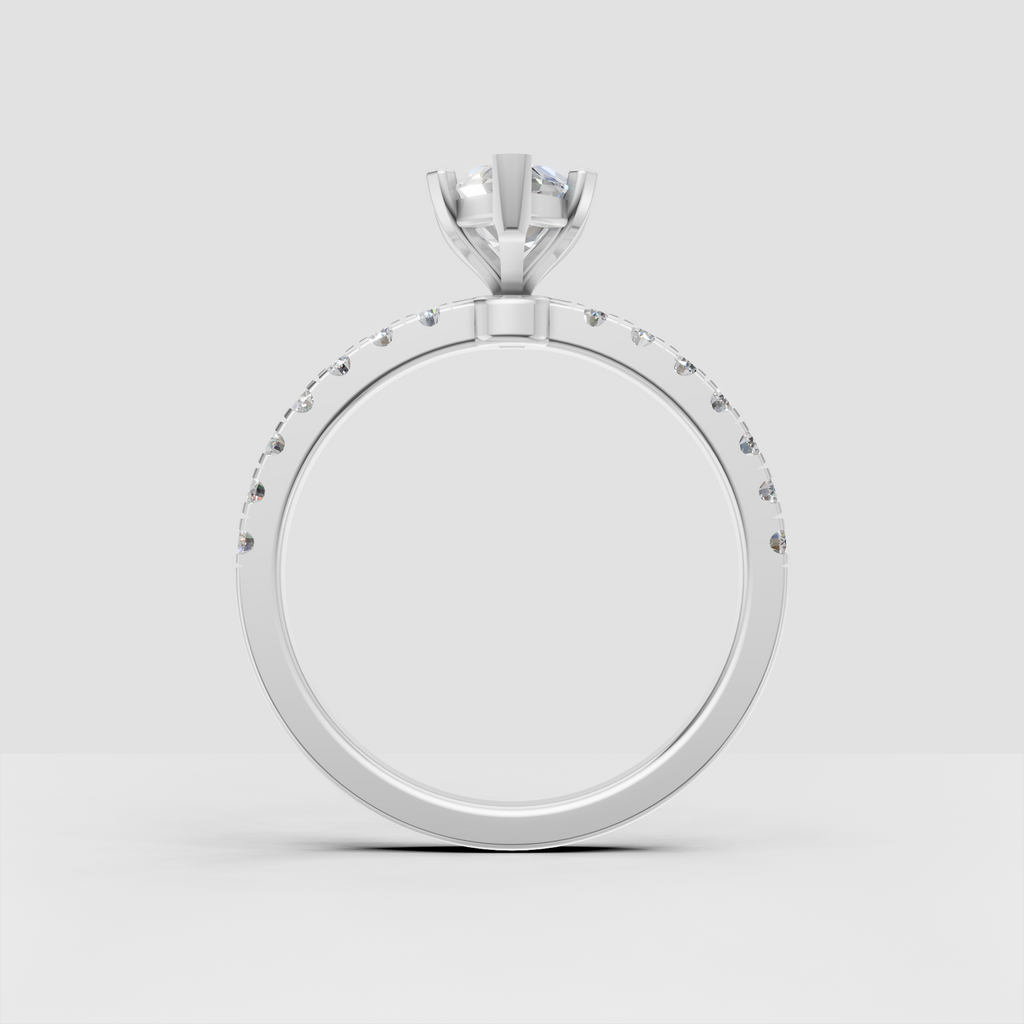 Marquise Diamond Cathedral Shared-Prong Engagement Ring