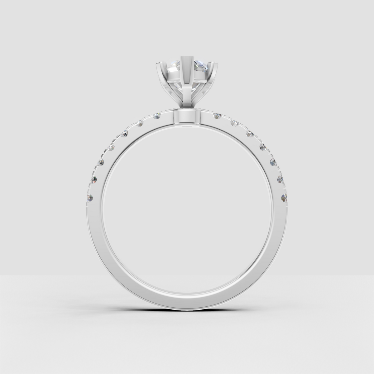 Marquise Diamond Cathedral Shared-Prong Engagement Ring