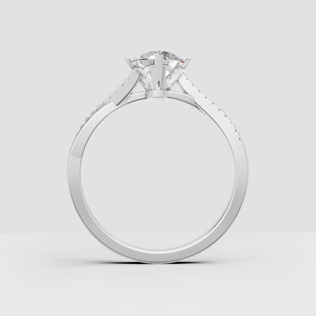 Round brilliant Diamond ring with sleek polished engagement band