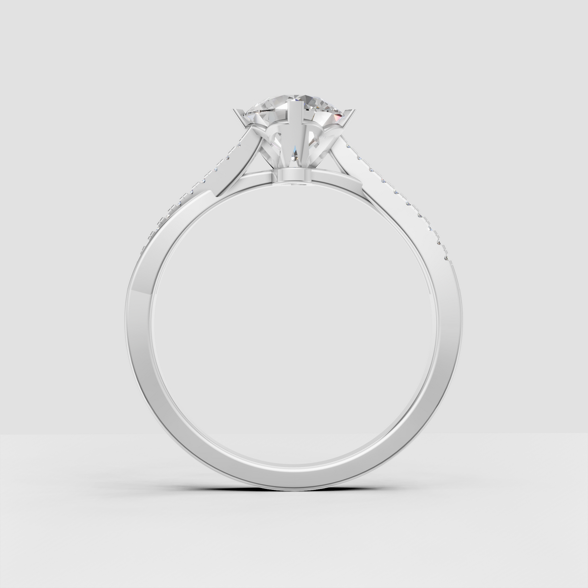 Round brilliant Diamond ring with sleek polished engagement band